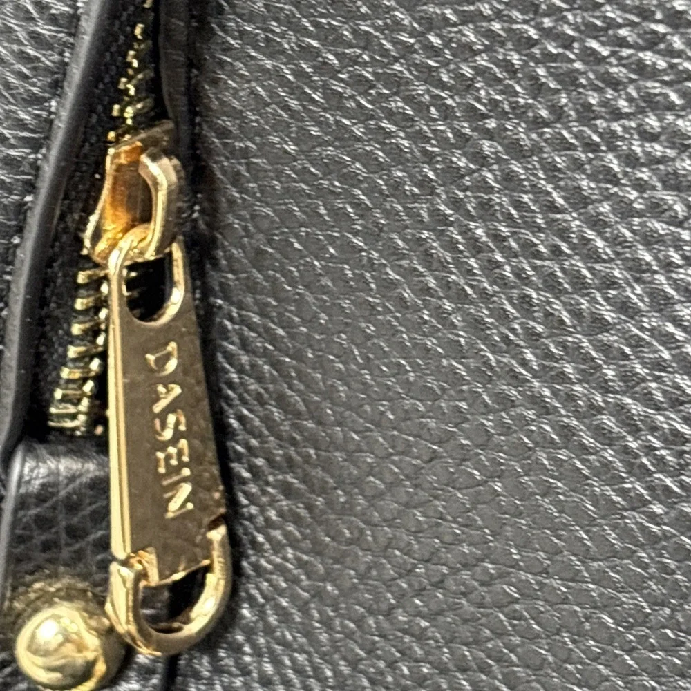 Dasein‎ Black Faux Leather Backpack and Matching Wristlet Set Gold Hardware NWOT